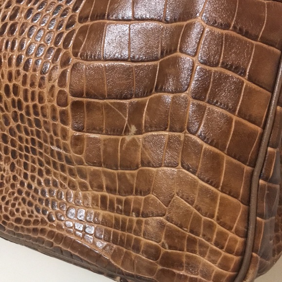 Longchamp Tan Brown Roseau Croc Embossed Leather Toggle Shopper Top Handle Bag - Picture 7 of 16